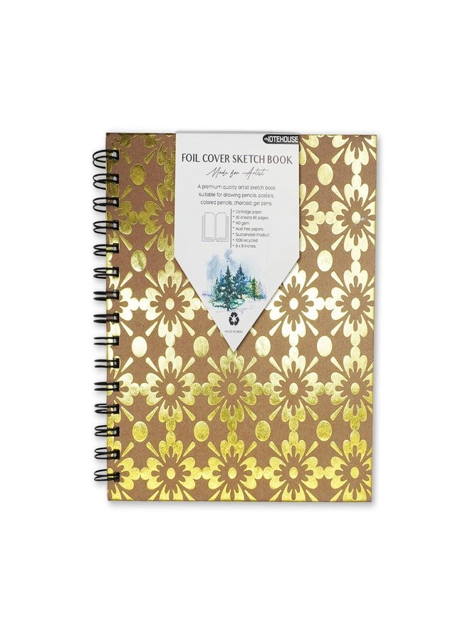 Notehouse Spiral Professional Art Notebook (8x8 In) | 80 Off-White Unruled Pages | Thick Smooth Drawing Paper | Golden Hard Cover - Image 1