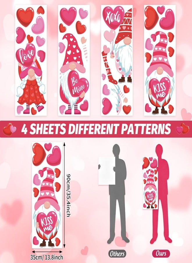 وولاين ملصقات نوافذ كبيرة جدًا من والين لعيد الحب، بتصميم قلب أحمر وردي وقزم حب، قابلة لإعادة الاستخدام ومضادة للصدمات، لتزيين النوافذ، مناسبة لحفلات الزفاف والذكرى السنوية والحفلات المنزلية، 4 أوراق - Image 2
