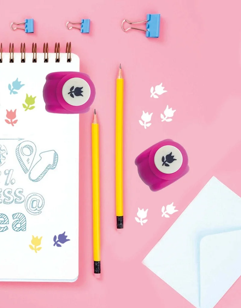 كاغيت جيمي دوكان Pink Tulip Patterned Mini Hole Punch
