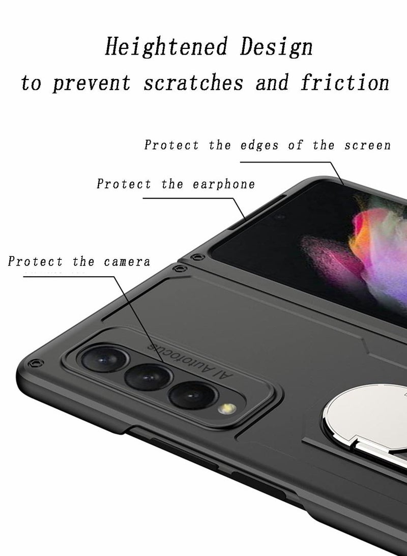 Captaintech Excefore for Samsung Z Fold 3 Case Cover W22, 360 Degree Rotating Ring Holder - Image 5