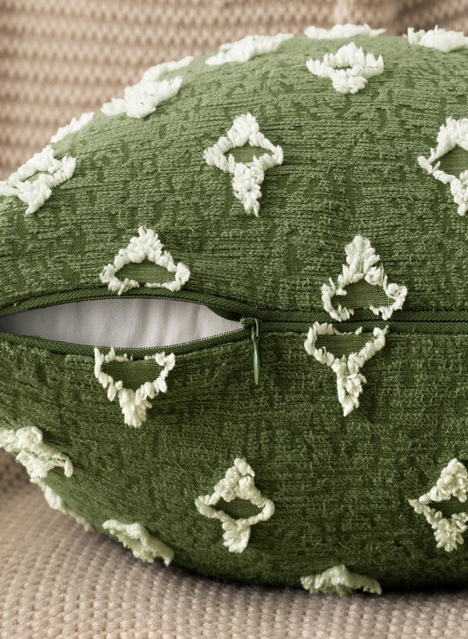 ميولي طقم أغطية وسائد زينة من قطعتين من MIULEE، غطاء وسادة مربع ناعم بنقشة جاكار معينية، مناسب لأريكة الصيف، سرير، غرفة نوم، غرفة معيشة، مقاس 20×20 بوصة، لون أخضر زيتوني - Image 2