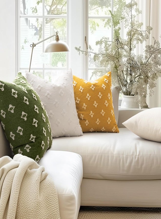 ميولي طقم أغطية وسائد زينة من قطعتين من MIULEE، غطاء وسادة مربع ناعم بنقشة جاكار معينية، مناسب لأريكة الصيف، سرير، غرفة نوم، غرفة معيشة، مقاس 20×20 بوصة، لون أخضر زيتوني - Image 4