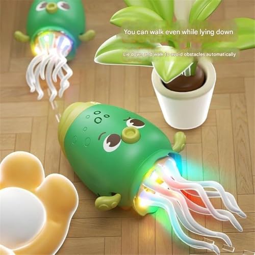 Jack Royal Electric Dancing Octopus Toy with Led Light and Music, Playful Automatic Evasion Crawling Dancing Octopus with Fishing Rod, Smart Tentacle Explorer Dancing Squid Toy Baby Toys - Multi Color - Image 3