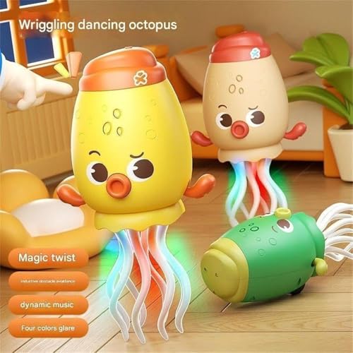 Jack Royal Electric Dancing Octopus Toy with Led Light and Music, Playful Automatic Evasion Crawling Dancing Octopus with Fishing Rod, Smart Tentacle Explorer Dancing Squid Toy Baby Toys - Multi Color - Image 5