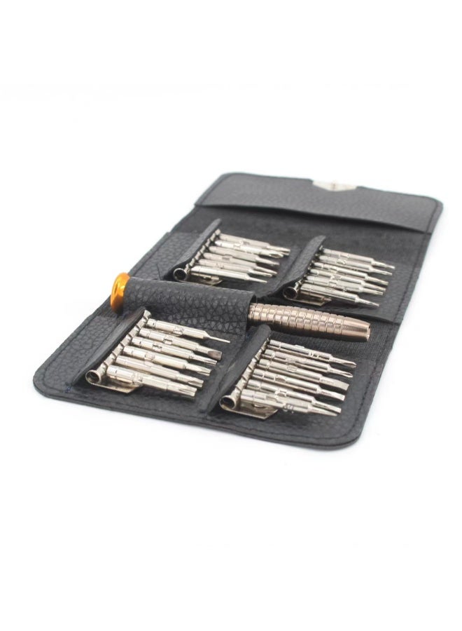 شفاء الحياة مجموعة مفكات براغي دقيقة 25 في 1 مع حقيبة جلدية – طقم أدوات محمولة للصيانة الإلكترونية والهاتف والنظارات والكمبيوتر المحمول – مثالي لهواة الإصلاح والفنيين - Image 2