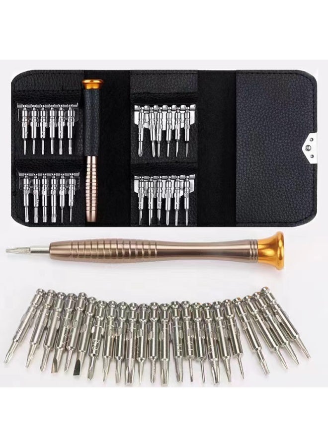 شفاء الحياة مجموعة مفكات براغي دقيقة 25 في 1 مع حقيبة جلدية – طقم أدوات محمولة للصيانة الإلكترونية والهاتف والنظارات والكمبيوتر المحمول – مثالي لهواة الإصلاح والفنيين - Image 1