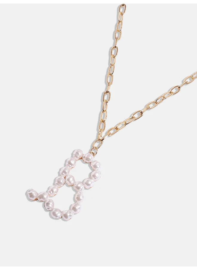 SOHI Pearl B Alphabet Necklace