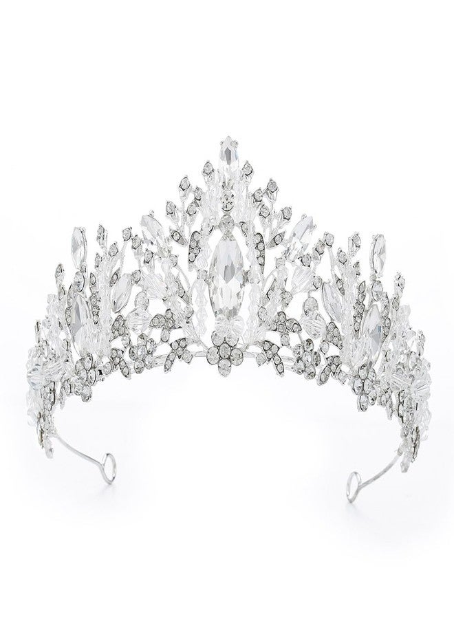 Foyte Baroque Queen Crown Wedding Rhinestone Tiara Sliver Bride Crystal Hair Accessories Princess Gemstones Headband Crowns for Women - Image 1