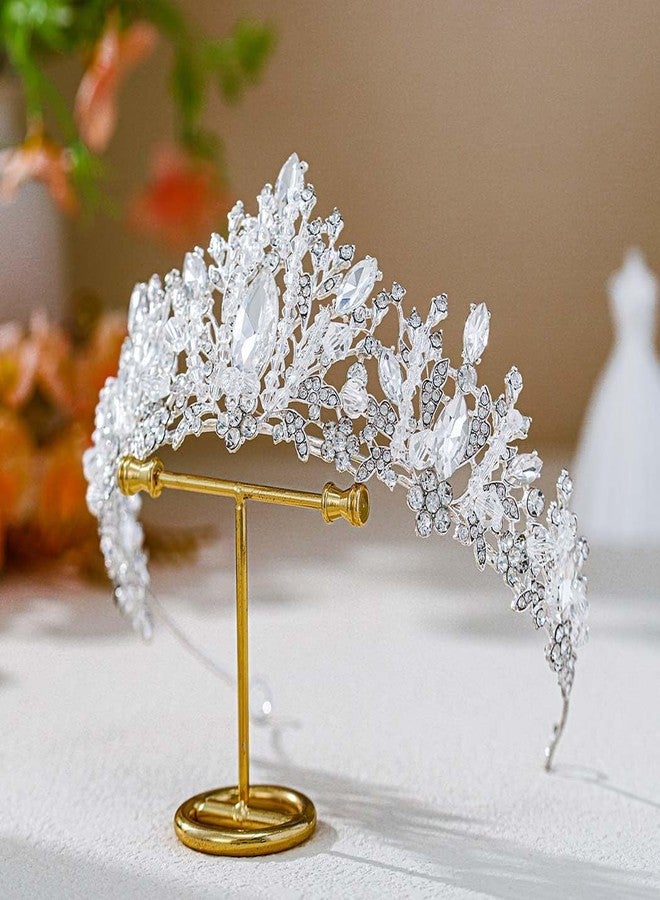Foyte Baroque Queen Crown Wedding Rhinestone Tiara Sliver Bride Crystal Hair Accessories Princess Gemstones Headband Crowns for Women - Image 2