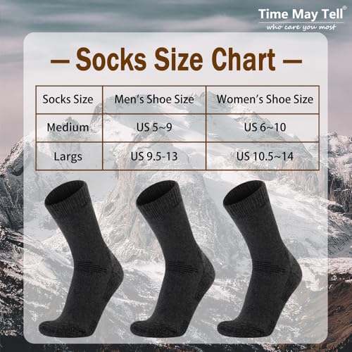 Time May Tell Mens and Womens Merino Wool Hiking Cushioning Socks For Outdoor Wool-Socks-For-Men 3 Pack (Dark gray(3 Pairs) US Size 9-13 - Image 5