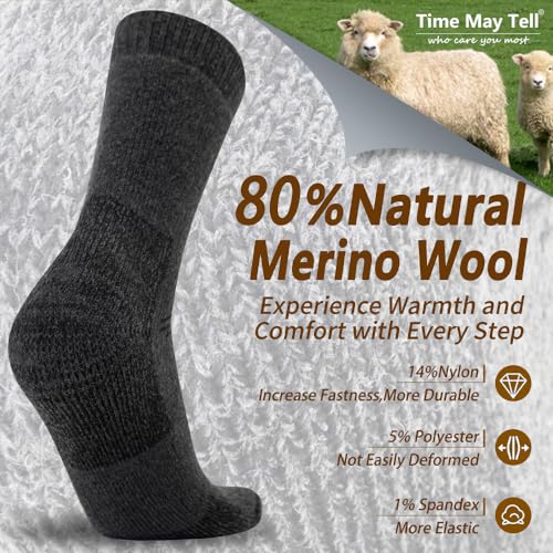 Time May Tell Mens and Womens Merino Wool Hiking Cushioning Socks For Outdoor Wool-Socks-For-Men 3 Pack (Dark gray(3 Pairs) US Size 9-13 - Image 4