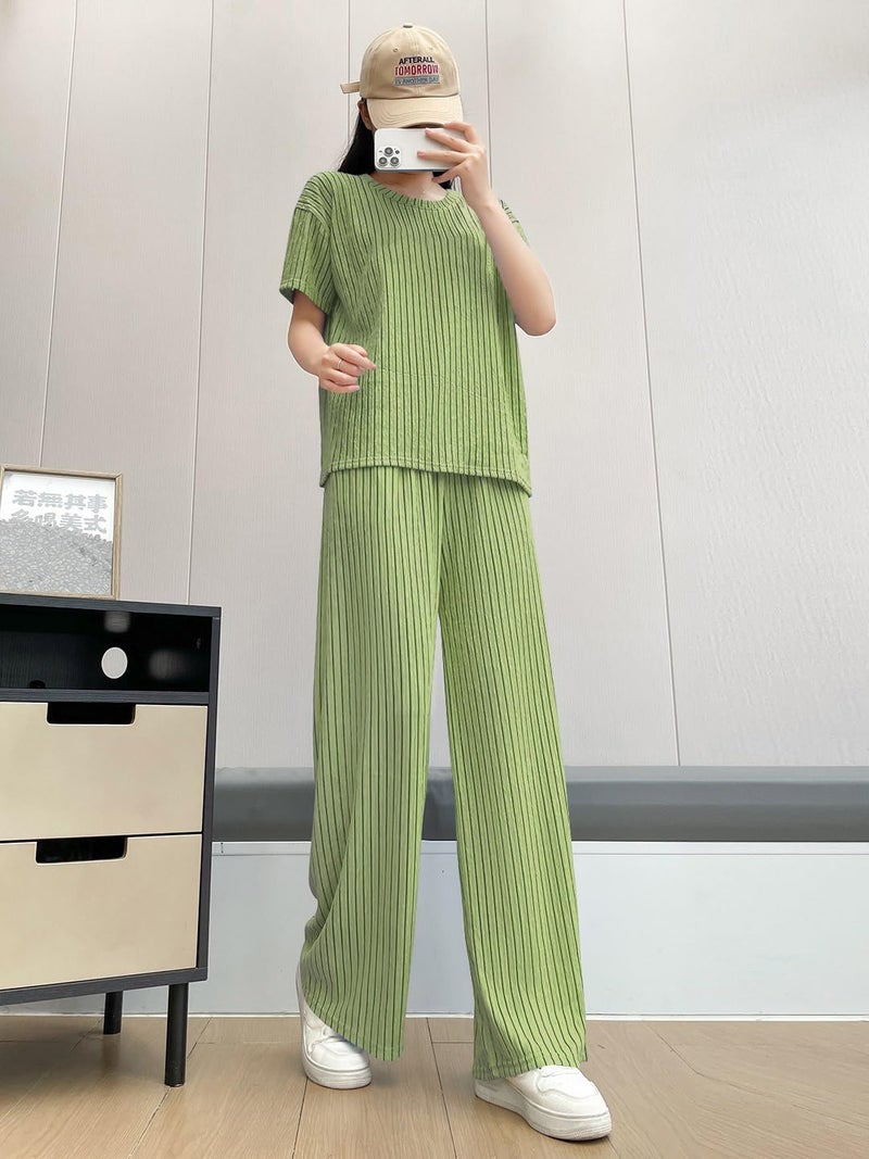 Toochki Women’s Pajama Set with Top & Pants|| Korean Night Suit|| Lightweight Printed Set || Soft & Comfy Sleepwear for Girls & Women || Co Ord Set Pista Green - Image 2