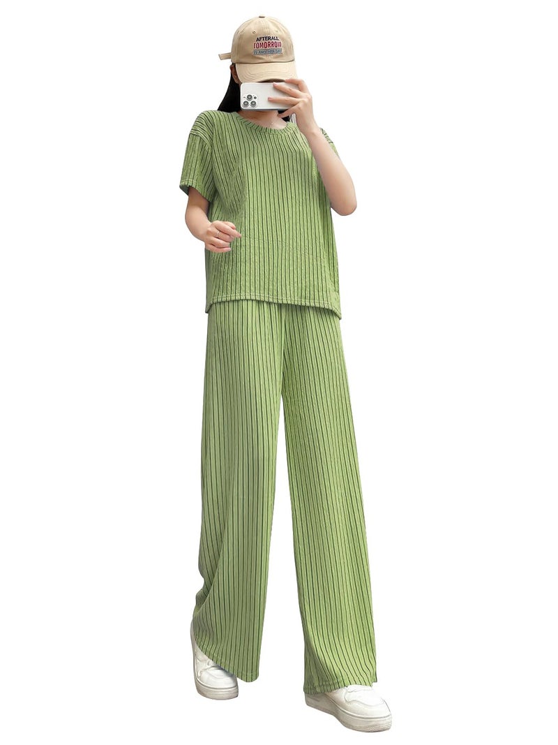 Toochki Women’s Pajama Set with Top & Pants|| Korean Night Suit|| Lightweight Printed Set || Soft & Comfy Sleepwear for Girls & Women || Co Ord Set Pista Green - Image 1