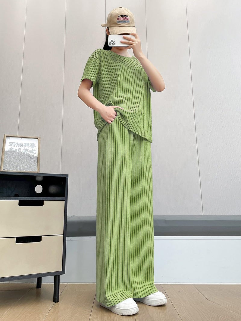 Toochki Women’s Pajama Set with Top & Pants|| Korean Night Suit|| Lightweight Printed Set || Soft & Comfy Sleepwear for Girls & Women || Co Ord Set Pista Green - Image 4
