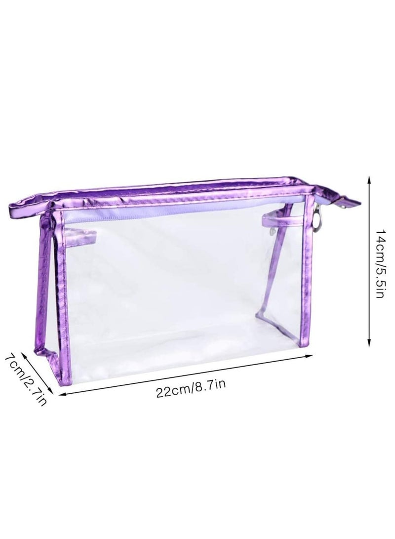 Zikra 5 Pcs Transparent Waterproof Cosmetic Bag, PVC Vinyl Zippered Wash Bag Travel Business Vacation, Bathroom and Organizing Bag Travel Set for Men, Women and Kids - Image 3
