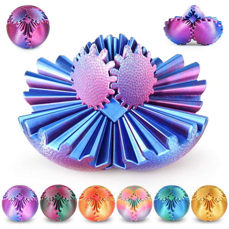 Olee Odee Gear Ball Fidget Toys Steampunk Gear Sphere Stress Relief for Kids Adults 3D Printed Unique Funny Birthday Gift for Christmas White Elephant Stocking Stuffer Easter Ombre Purple Dia 25 - Image 3