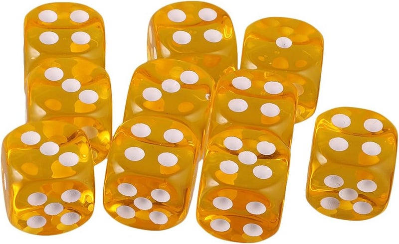 klarako Lot 10pcs Six Sided Playing D&D RPG Roleplay Game D6 Dices - Yellow - Image 4
