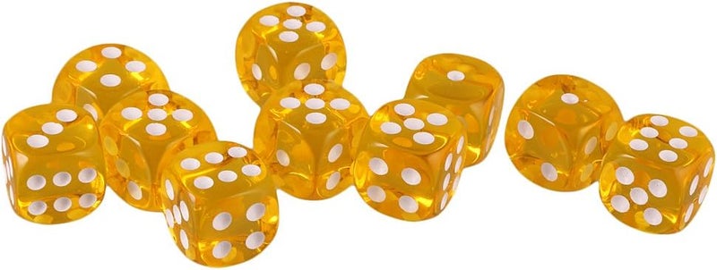 klarako Lot 10pcs Six Sided Playing D&D RPG Roleplay Game D6 Dices - Yellow - Image 3