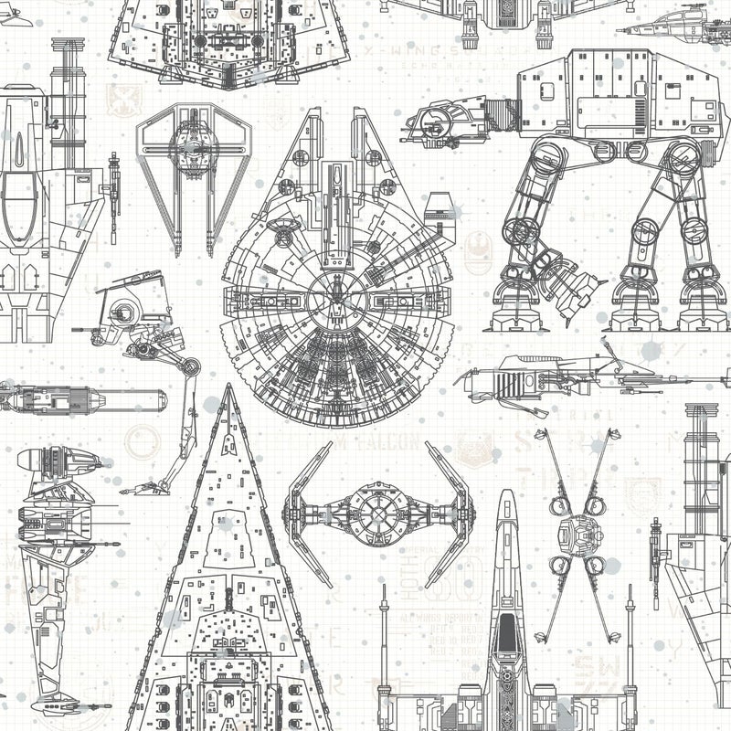 RoomMates Star Wars Blueprint Blue Peel Stick Wallpaper by RoomMates RMK11036WP