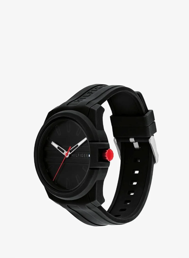 Tommy Hilfiger  Mens Analog Quartz Watch With Black Silicone Bracelet - 1710596 for Men | Best Price UAE