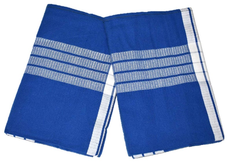 IXORA Erode Chennimalai Cotton Bedsheet for Home/Hospitals Size : 50" X 90" Pack of 2 (Blue) - Image 1