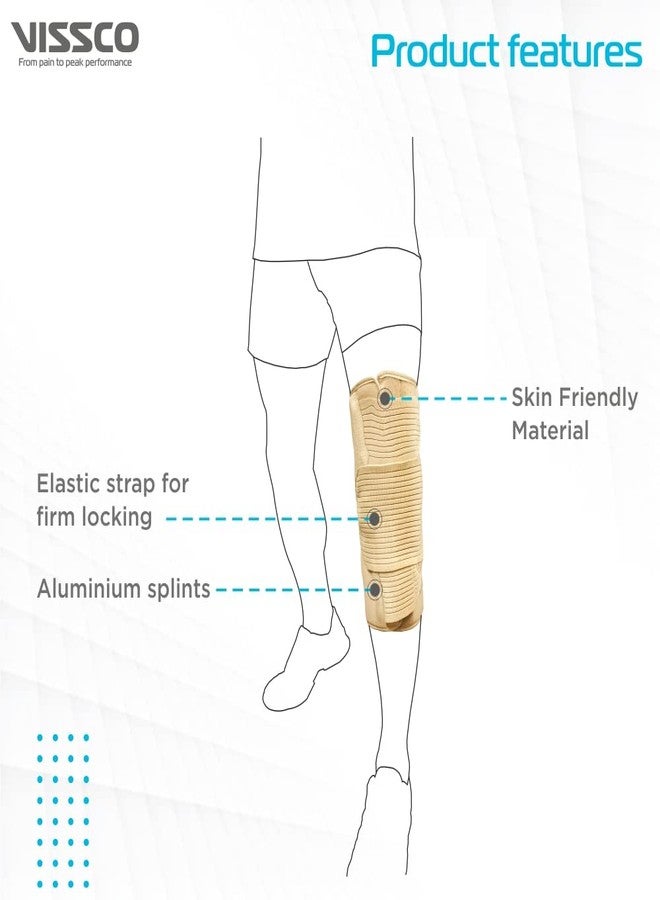 Vissco Knee Brace - Short 14" Brace (Firm Support), Knee Support for Osteoarthritis of knee joint Pain, Relief Knee Stabilizer, Joint Injury, Knee Immobilizer - Large (Beige) - Image 3