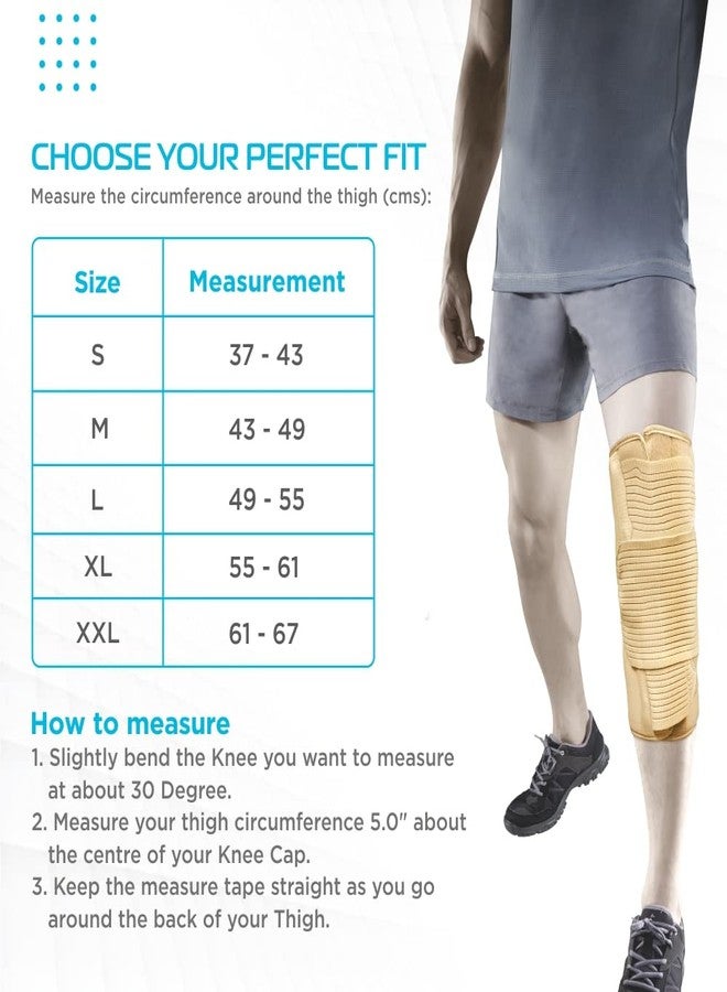 Vissco Knee Brace - Short 14" Brace (Firm Support), Knee Support for Osteoarthritis of knee joint Pain, Relief Knee Stabilizer, Joint Injury, Knee Immobilizer - Large (Beige) - Image 2
