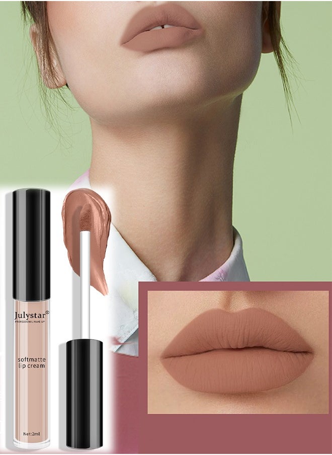 Julystar Soft Matte Lip,Liquid Matte Nude Lipstick-Lip Stain Makeup For Women 24 Hours Lipstick Long Lasting Portable Multi Use Lipstick（#01）  - Image 3