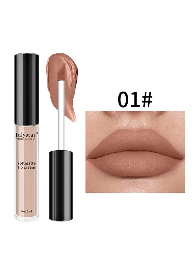 Julystar Soft Matte Lip,Liquid Matte Nude Lipstick-Lip Stain Makeup For Women 24 Hours Lipstick Long Lasting Portable Multi Use Lipstick（#01）  - Image 2