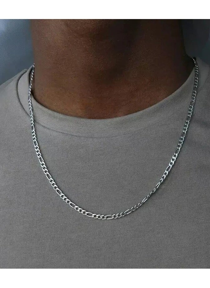 Silver plated 4mm Figaro Chain Necklace For Women Men Long Necklace Hip Hop Jewelry Gift  - Image 1