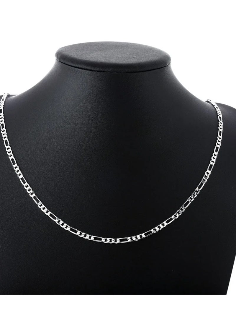 Silver plated 4mm Figaro Chain Necklace For Women Men Long Necklace Hip Hop Jewelry Gift  - Image 2