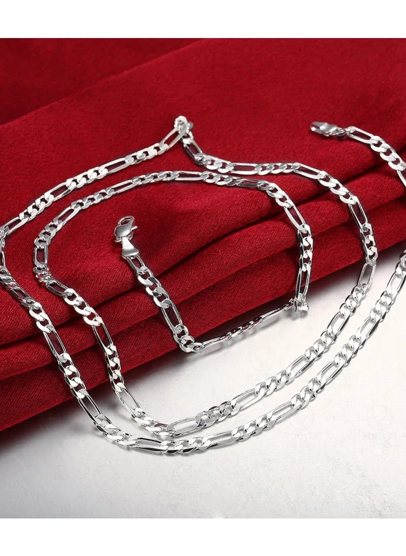 Silver plated 4mm Figaro Chain Necklace For Women Men Long Necklace Hip Hop Jewelry Gift  - Image 3