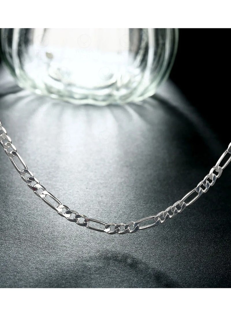 Silver plated 4mm Figaro Chain Necklace For Women Men Long Necklace Hip Hop Jewelry Gift  - Image 4