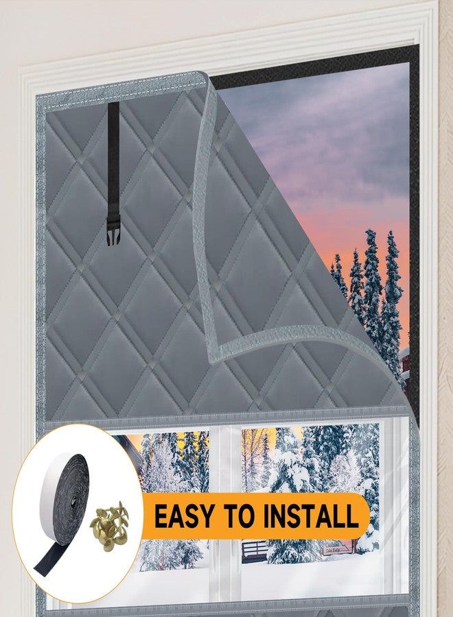 Skloopearg Winter Visible Insulated Window Curtain 39"x63", Oxford Cloth Thermal Insulated Window Cover with Buckles,Heavy Duty Window Insulation Kit Fits Windows up to 38"x62",Grey - Image 3