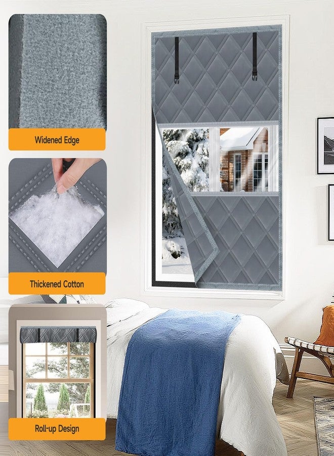 Skloopearg Winter Visible Insulated Window Curtain 39"x63", Oxford Cloth Thermal Insulated Window Cover with Buckles,Heavy Duty Window Insulation Kit Fits Windows up to 38"x62",Grey - Image 4