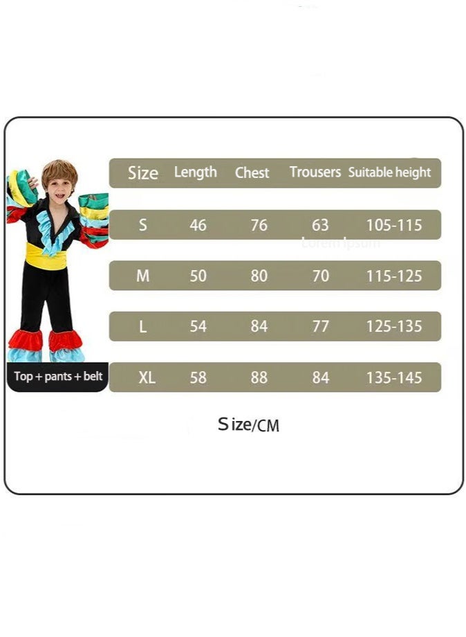LiangSanZhi Kids Mardi Gras Costume for Boys - Colorful Ruffled Sleeve & Pant Carnival Outfit, Masquerade Party/Party Fancy Dress (Ages 4-12) - Image 4