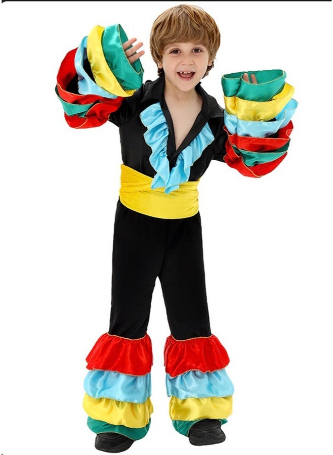 LiangSanZhi Kids Mardi Gras Costume for Boys - Colorful Ruffled Sleeve & Pant Carnival Outfit, Masquerade Party/Party Fancy Dress (Ages 4-12) - Image 1