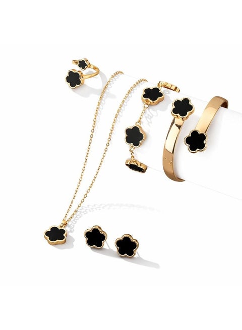 SHEIN 5pcs/Set Jewelry Set, An Ideal Choice For Fashionable Women. Beautifully Designed With Lucky Flower Pattern