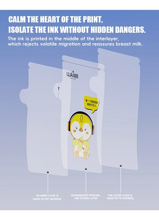 WAI 30 Pcs Breast Milk Storage Bags, 5.1OZ/150ml Disposable Breast Milk Bag, BPA-Free Milk Freezer Storage Pouches - Image 5