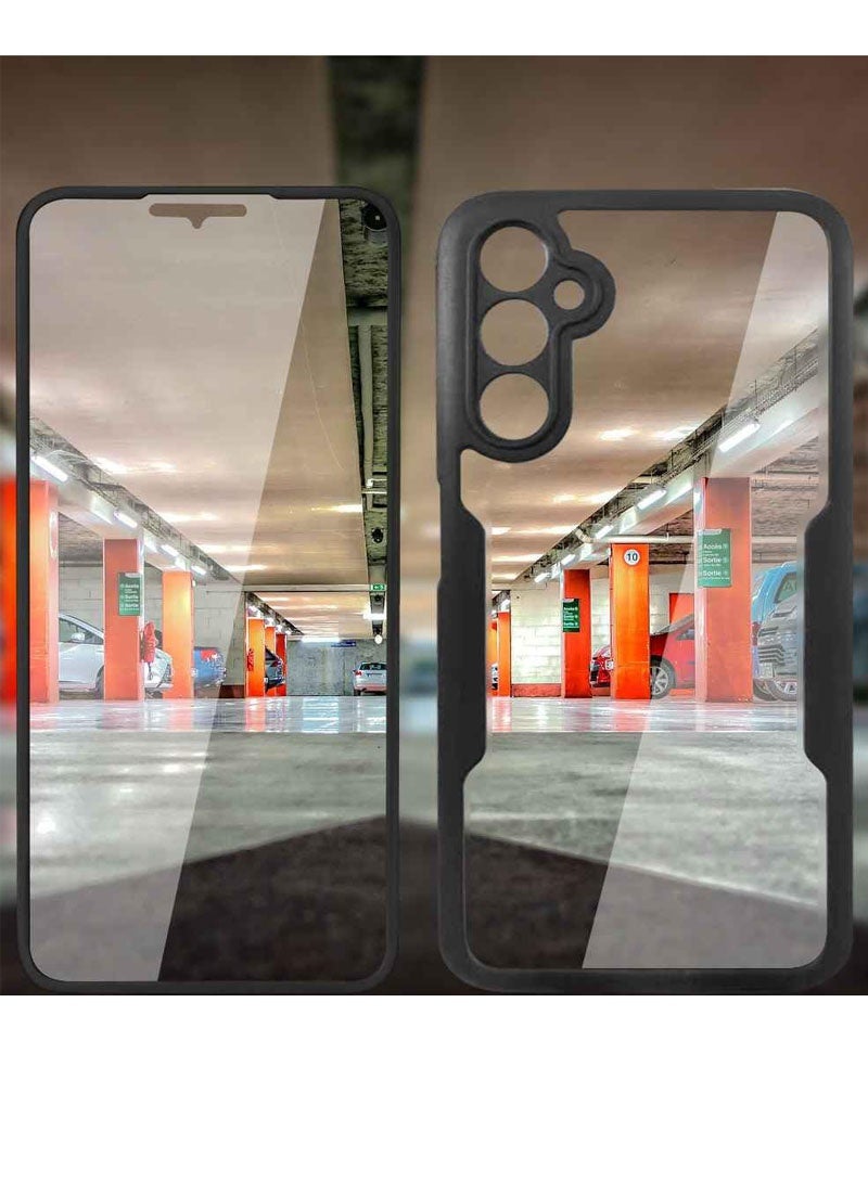 عام غطاء لسامسونج جالاكسي A17 5G مزود بحامي شاشة مدمج، غلاف سيليكوني شفاف بإطار واقٍ، مقاوم للصدمات مع حماية كاملة للجسم من السقوط بزاوية 360 درجة، غلاف شفاف لغطاء هاتف سامسونج جالاكسي A17 5G. - Image 2