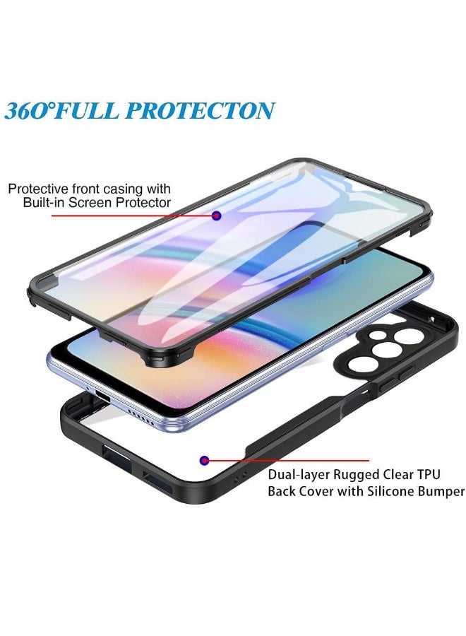 عام غطاء لسامسونج جالاكسي A17 5G مزود بحامي شاشة مدمج، غلاف سيليكوني شفاف بإطار واقٍ، مقاوم للصدمات مع حماية كاملة للجسم من السقوط بزاوية 360 درجة، غلاف شفاف لغطاء هاتف سامسونج جالاكسي A17 5G. - Image 5