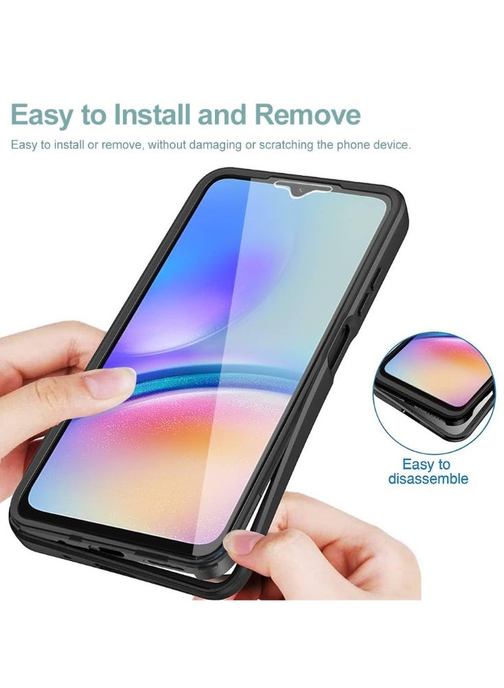 عام غطاء لسامسونج جالاكسي A17 5G مزود بحامي شاشة مدمج، غلاف سيليكوني شفاف بإطار واقٍ، مقاوم للصدمات مع حماية كاملة للجسم من السقوط بزاوية 360 درجة، غلاف شفاف لغطاء هاتف سامسونج جالاكسي A17 5G. - Image 3