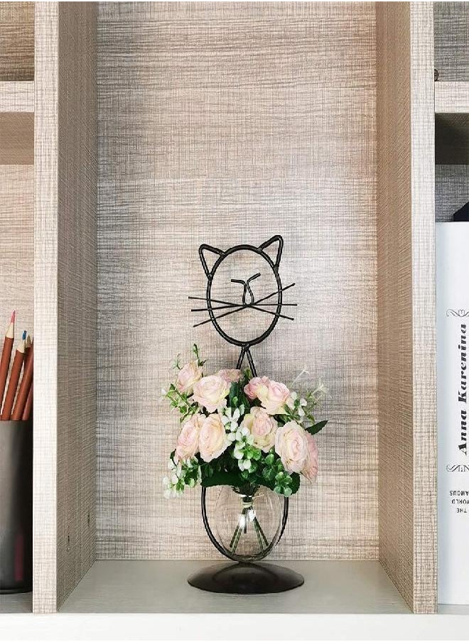Marbrasse Marbrasse Desktop Glass Planter Vase Holder, Modern Creative Cat Plant Terrarium Metal Stand for Hydroponics Plants Home Garden Wedding Decoration Outdoor Planter Ideas (Style 2)  - Image 4