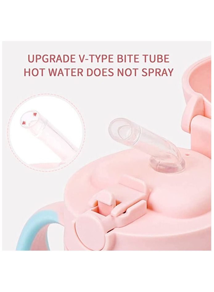 Baby Bottles, Sippy Cup with Flashing Lights, 260ML Kids Water Bottle Toddler Cups Weighted Straw Spill Proof Leak-Proof Removable Handles for Toddlers Fun Gifts Boys (Pink) - Image 4
