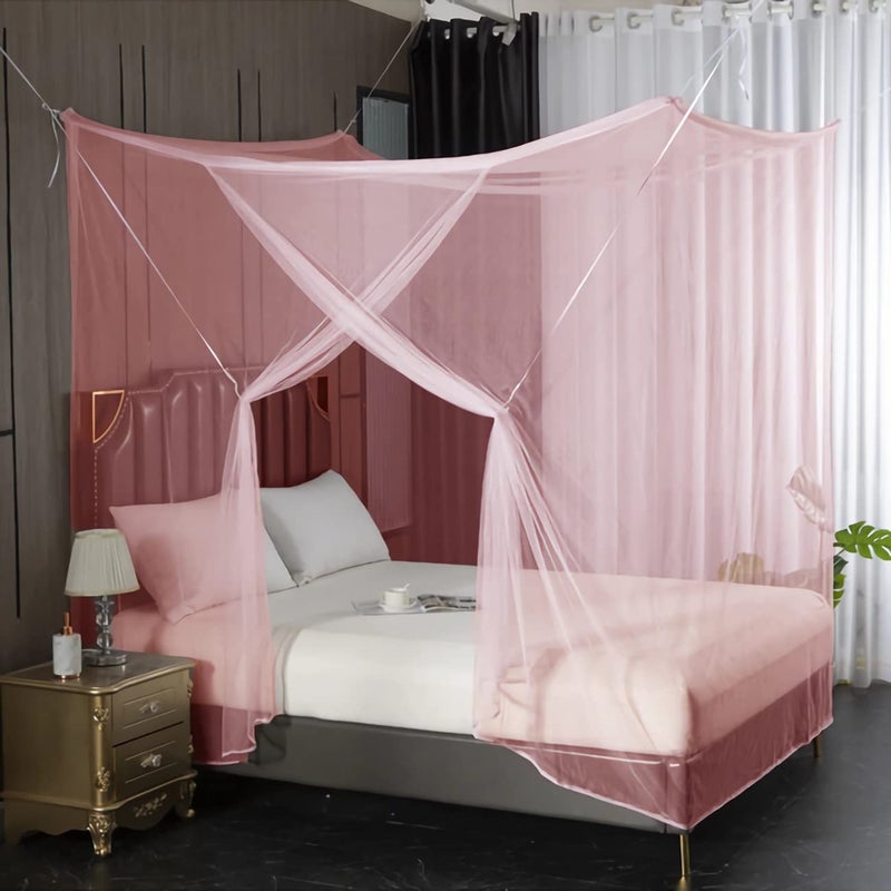 Eimilaly 8-Corner Bed Canopy Curtains for Girls, Boys, Dormitory, Loft Beds & Outdoor Camping, Fits 1.8M Single Bed - Pink - Image 4