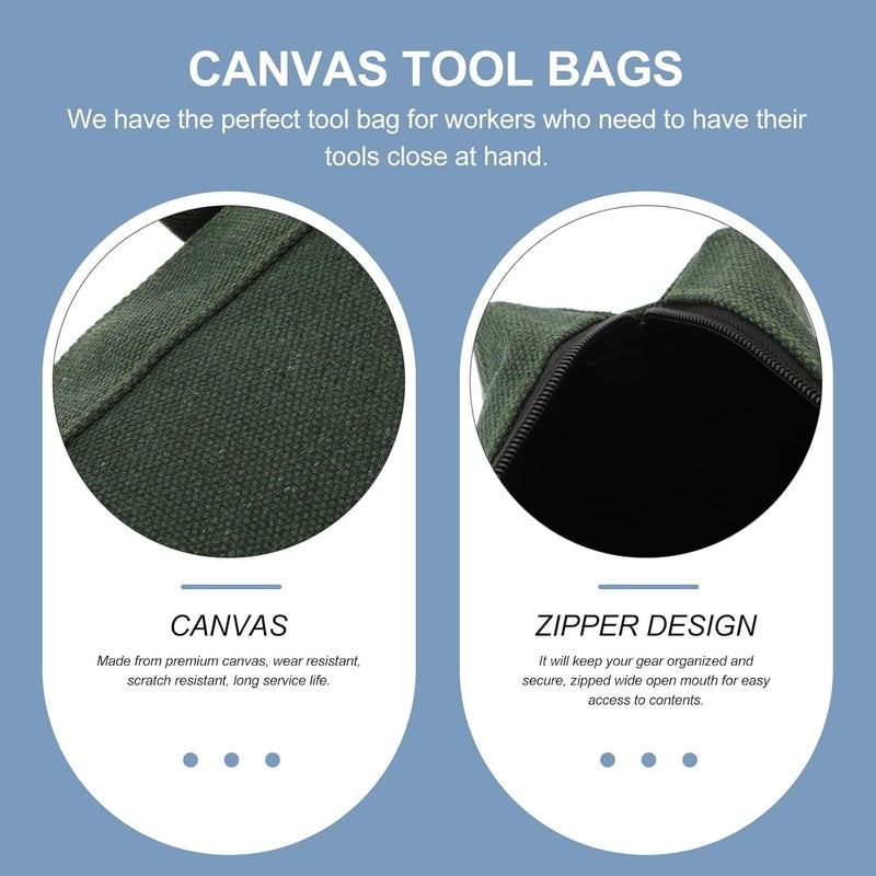 Zerodeko Heavy Duty Canvas Tool Tote Bag Multi-functional Tools Storage Pouch for Mechanics with Zipper Closure - Image 4
