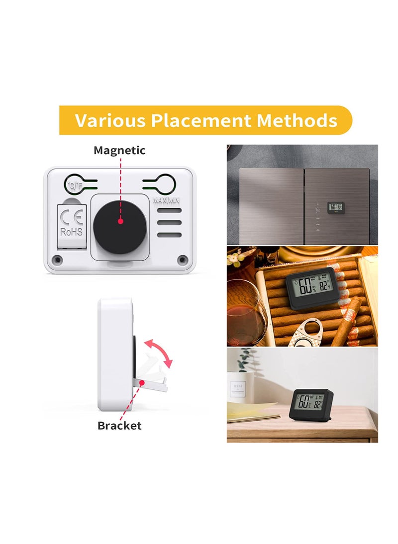 2 PCS Mini Digital Hygrometer & Thermometer for Reptiles, Magnetic & Stand Design, Ideal for Indoor Use in Greenhouses, Humidors, and Offices - Image 4