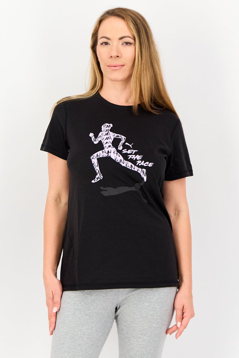 PUMA تي شيرت تدريب قصير الأكمام للنساء، أسود - Image 1