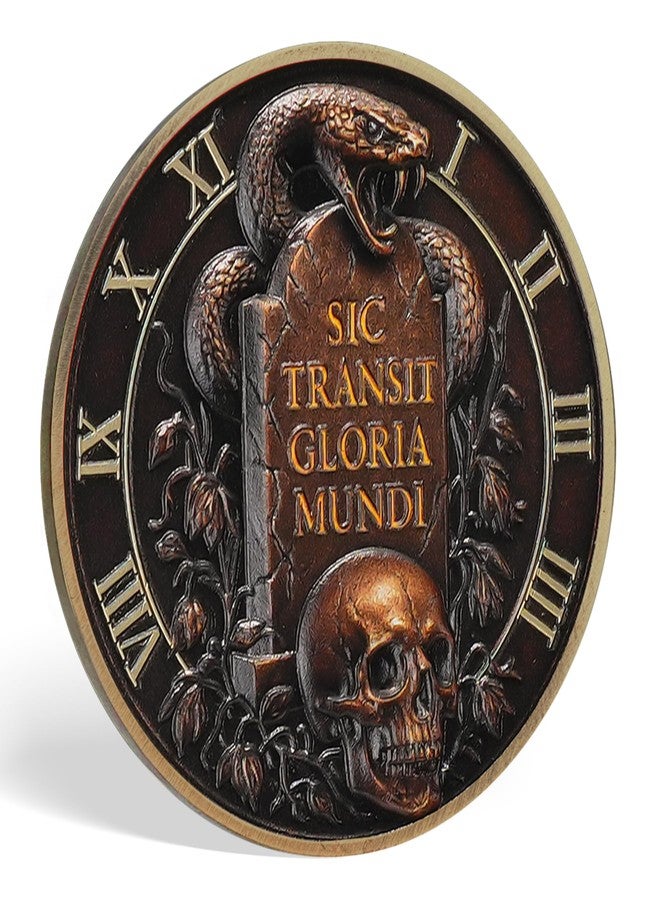 Imasoner Memento Mori Stoic Skull Coin - Memento Vivere Challenge Coin with Snake Tomb & Hourglass - Sic Transit Gloria Mundi - Time is Up EDC Gothic Token - Image 4