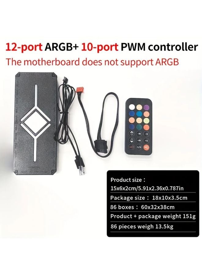 مجموعة محور تحكم مروحة تبريد ARGB مع تحكم في درجة الحرارة عبر تعديل عرض النبضة (PWM) لصندوق الكمبيوتر - Image 3